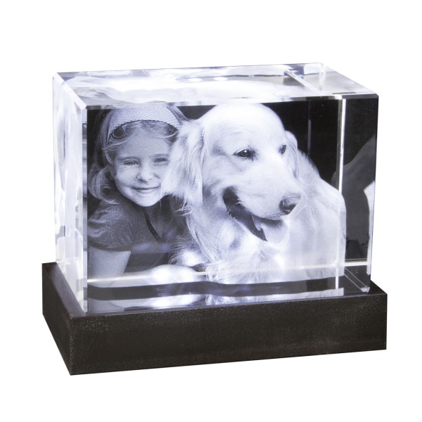 Foto in 3D in cubo in cristallo
orizzontale 100x70x60 mm 1-3 persone